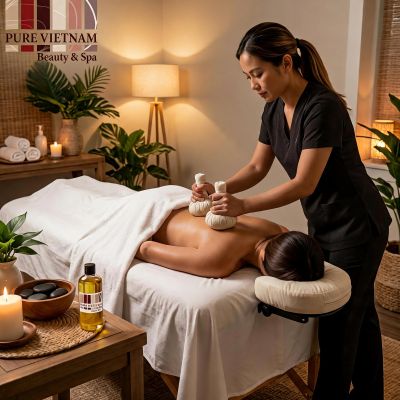 herbal ball massage head down